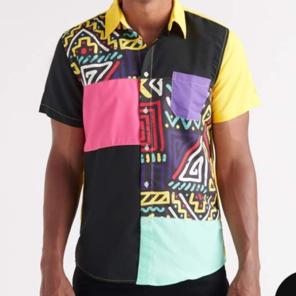 Color block button up